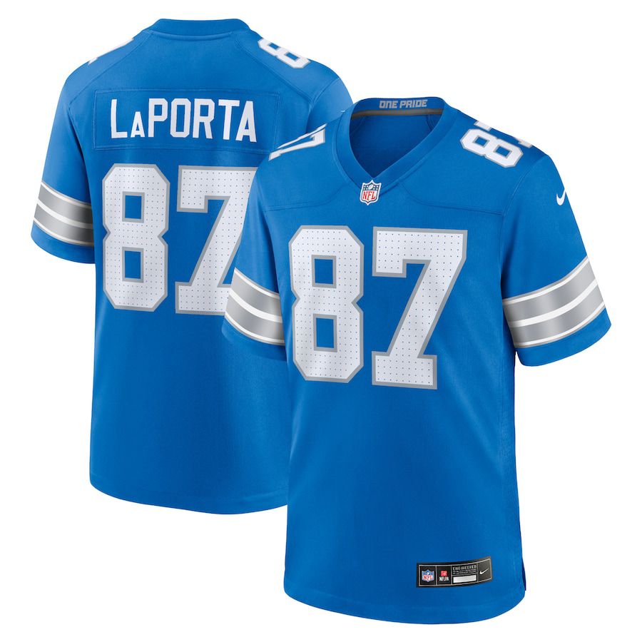Men Detroit Lions 87 Sam LaPorta Nike Blue Game NFL Jersey